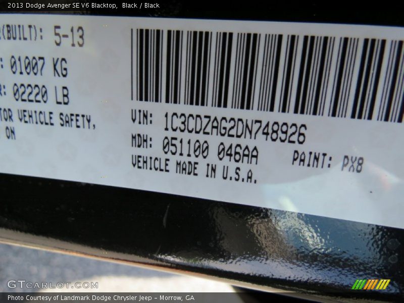 PX8 - 2013 Dodge Avenger SE V6 Blacktop
