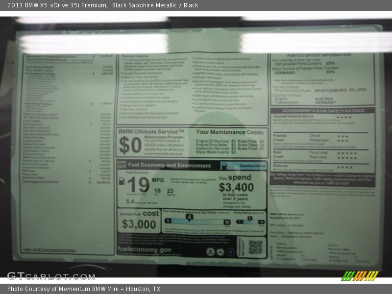 Black Sapphire Metallic / Black 2013 BMW X5 xDrive 35i Premium