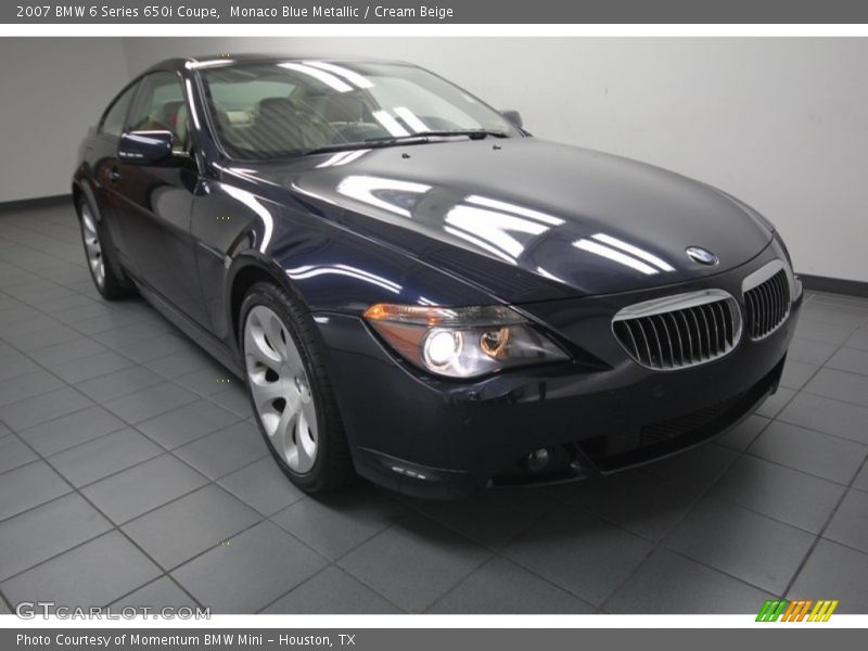 Monaco Blue Metallic / Cream Beige 2007 BMW 6 Series 650i Coupe