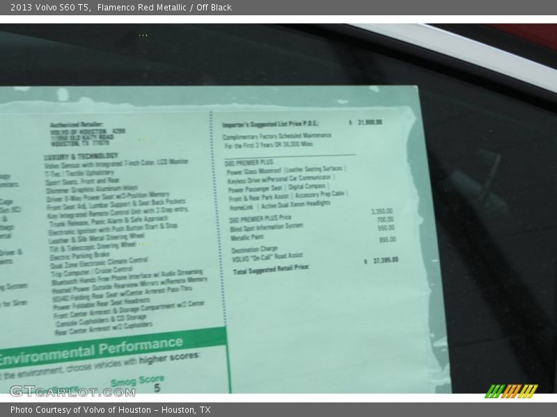 Flamenco Red Metallic / Off Black 2013 Volvo S60 T5
