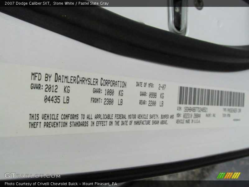 Stone White / Pastel Slate Gray 2007 Dodge Caliber SXT