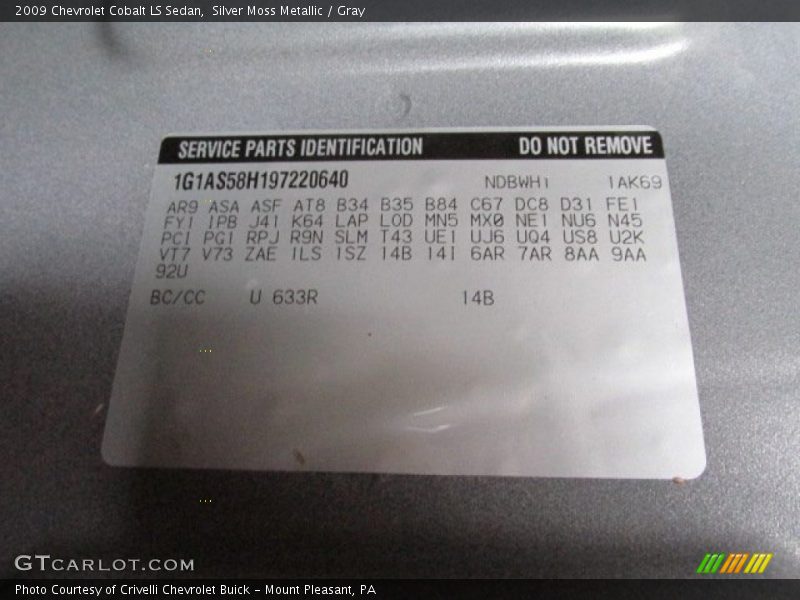 Silver Moss Metallic / Gray 2009 Chevrolet Cobalt LS Sedan