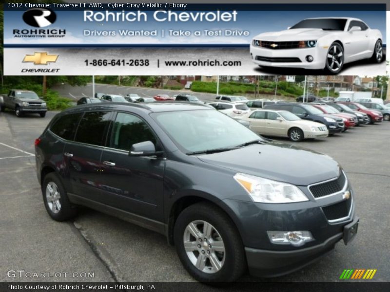 Cyber Gray Metallic / Ebony 2012 Chevrolet Traverse LT AWD