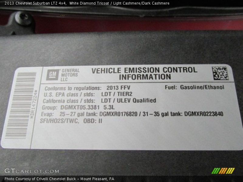 White Diamond Tricoat / Light Cashmere/Dark Cashmere 2013 Chevrolet Suburban LTZ 4x4