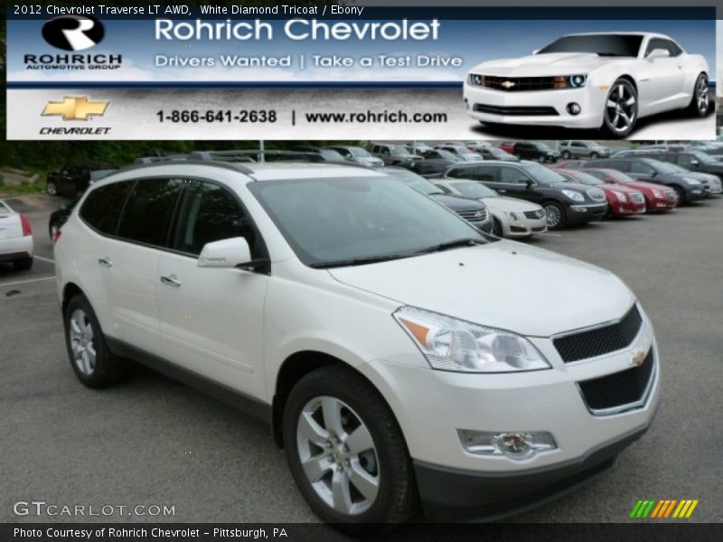 White Diamond Tricoat / Ebony 2012 Chevrolet Traverse LT AWD