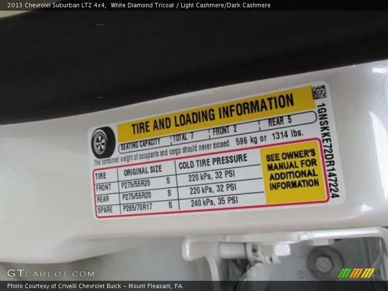 White Diamond Tricoat / Light Cashmere/Dark Cashmere 2013 Chevrolet Suburban LTZ 4x4