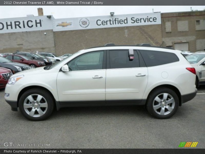 White Diamond Tricoat / Ebony 2012 Chevrolet Traverse LT AWD