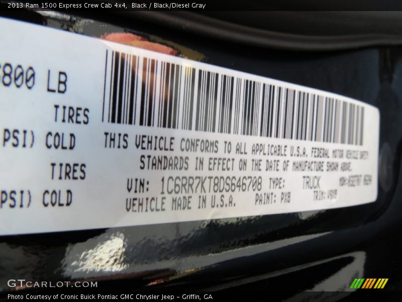 Black / Black/Diesel Gray 2013 Ram 1500 Express Crew Cab 4x4