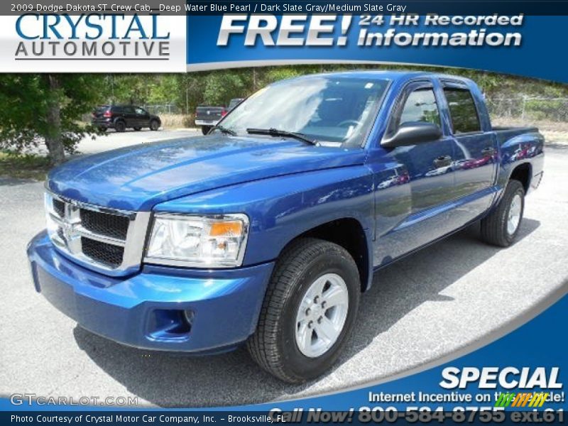 Deep Water Blue Pearl / Dark Slate Gray/Medium Slate Gray 2009 Dodge Dakota ST Crew Cab