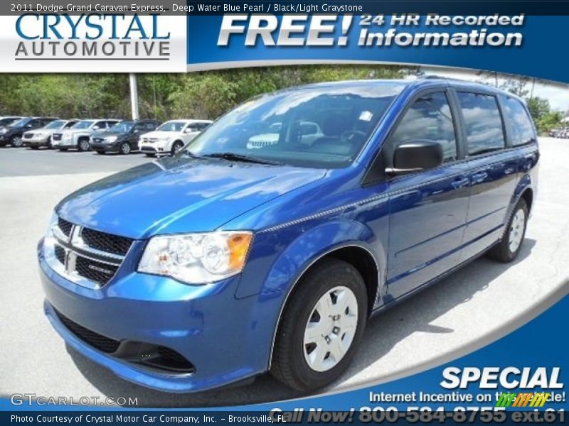 Deep Water Blue Pearl / Black/Light Graystone 2011 Dodge Grand Caravan Express