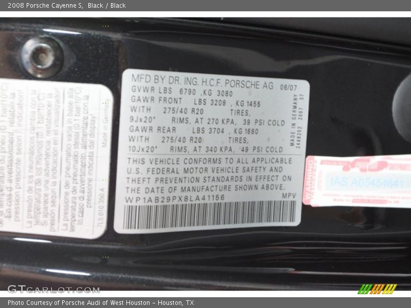 Black / Black 2008 Porsche Cayenne S