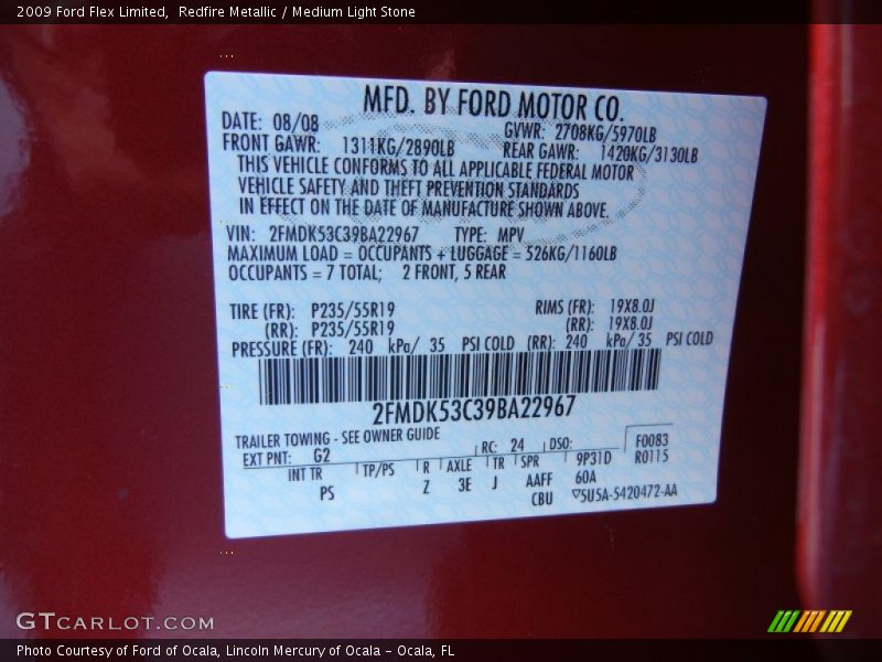 Redfire Metallic / Medium Light Stone 2009 Ford Flex Limited