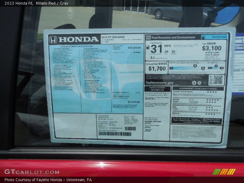  2013 Fit  Window Sticker