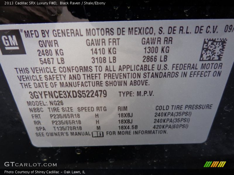 Black Raven / Shale/Ebony 2013 Cadillac SRX Luxury FWD