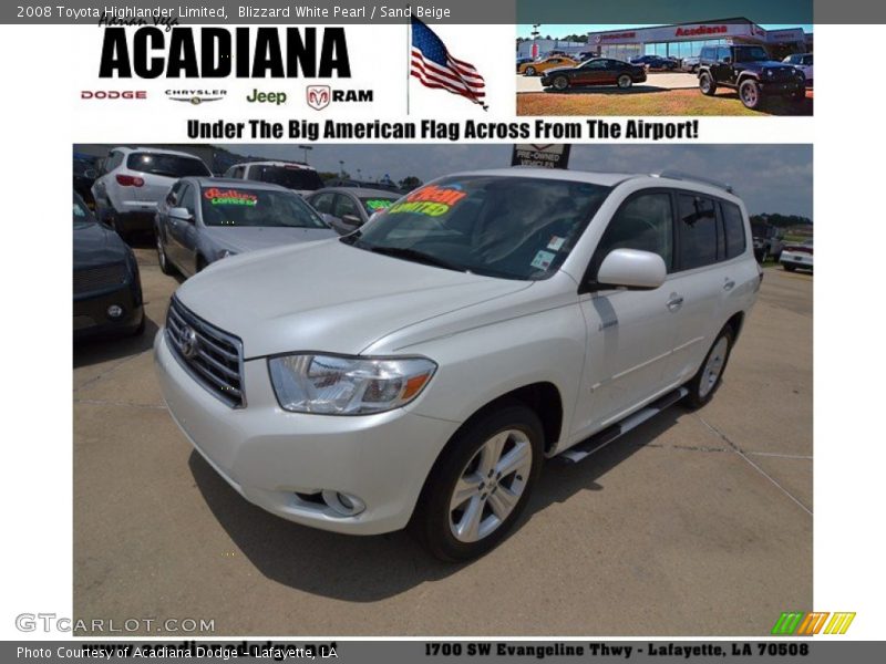 Blizzard White Pearl / Sand Beige 2008 Toyota Highlander Limited