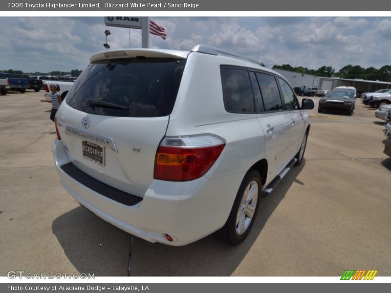Blizzard White Pearl / Sand Beige 2008 Toyota Highlander Limited