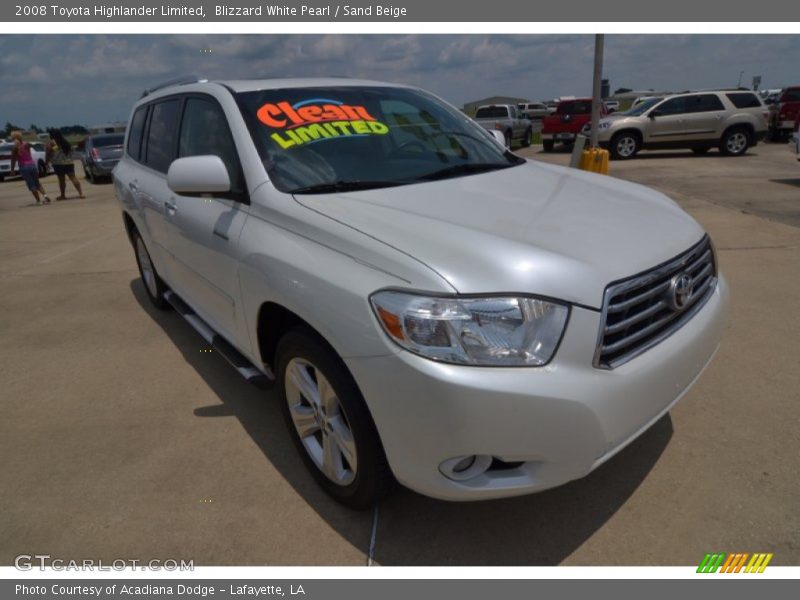 Blizzard White Pearl / Sand Beige 2008 Toyota Highlander Limited