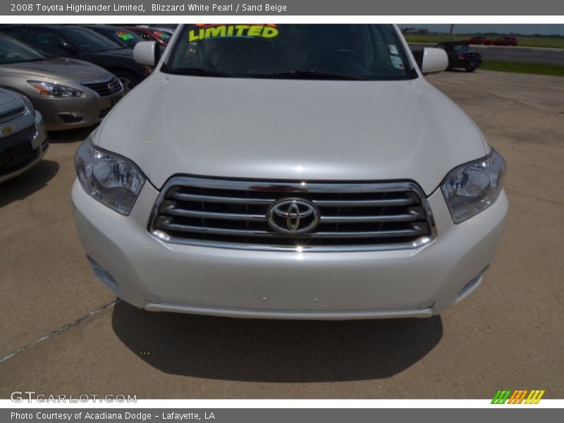 Blizzard White Pearl / Sand Beige 2008 Toyota Highlander Limited