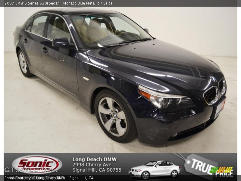 Monaco Blue Metallic / Beige 2007 BMW 5 Series 530i Sedan