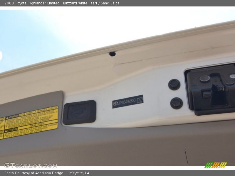 Blizzard White Pearl / Sand Beige 2008 Toyota Highlander Limited