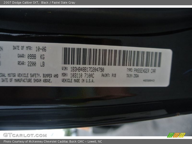 Black / Pastel Slate Gray 2007 Dodge Caliber SXT