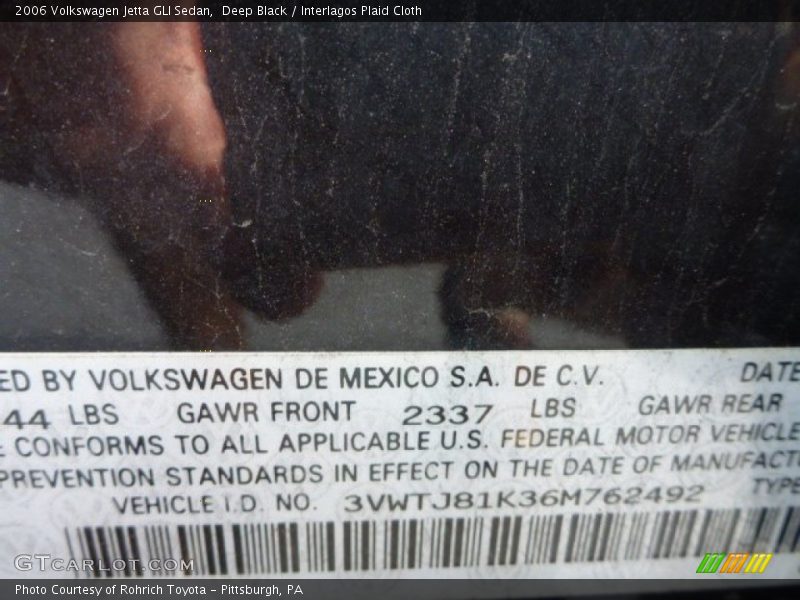 Deep Black / Interlagos Plaid Cloth 2006 Volkswagen Jetta GLI Sedan