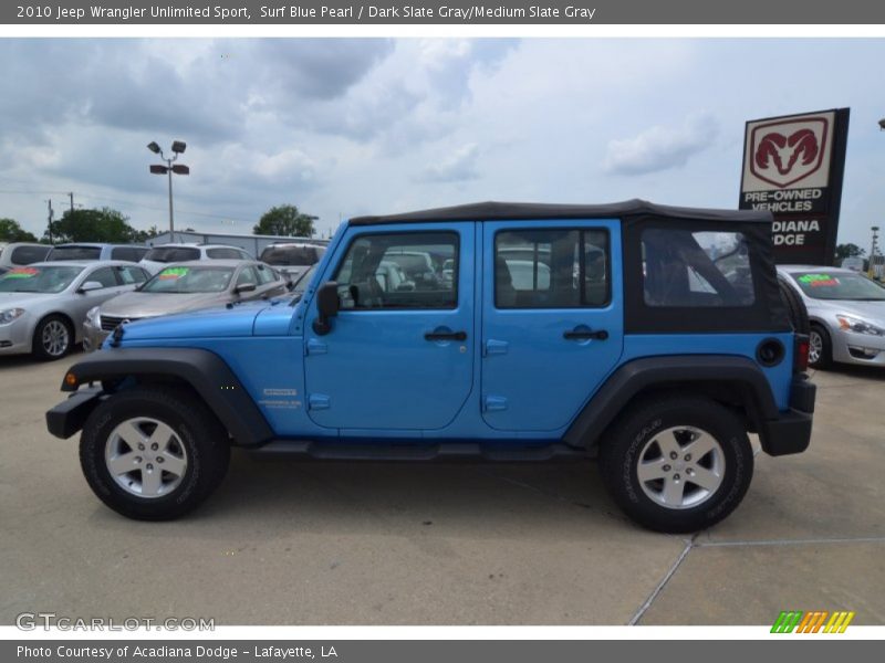 Surf Blue Pearl / Dark Slate Gray/Medium Slate Gray 2010 Jeep Wrangler Unlimited Sport