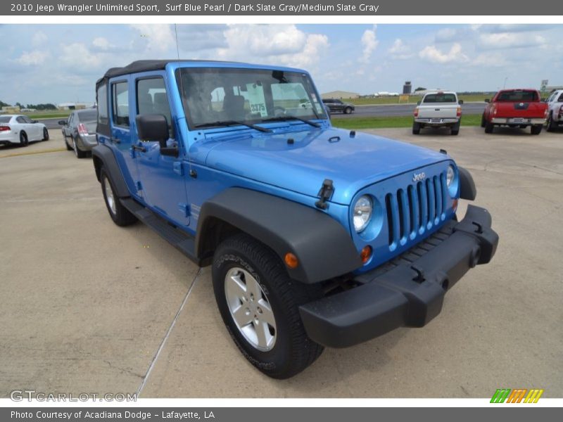 Surf Blue Pearl / Dark Slate Gray/Medium Slate Gray 2010 Jeep Wrangler Unlimited Sport