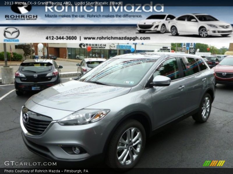 Liquid Silver Metallic / Black 2013 Mazda CX-9 Grand Touring AWD