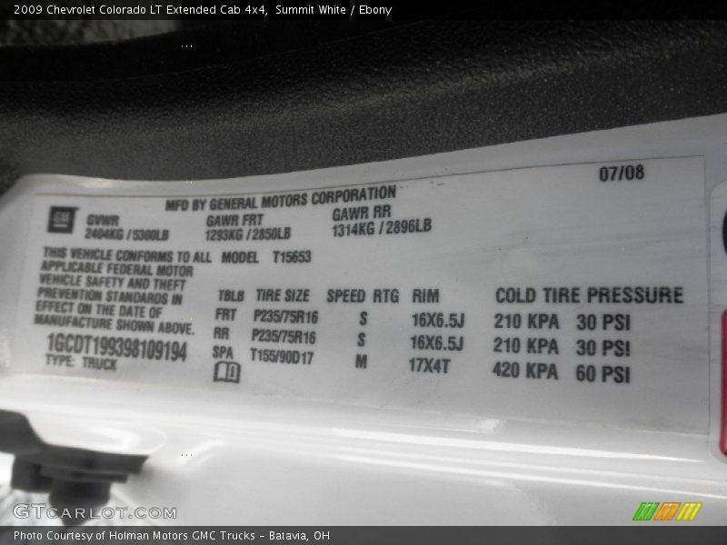 Summit White / Ebony 2009 Chevrolet Colorado LT Extended Cab 4x4