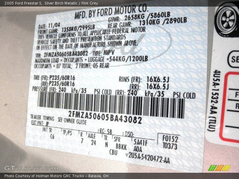 Silver Birch Metallic / Flint Grey 2005 Ford Freestar S