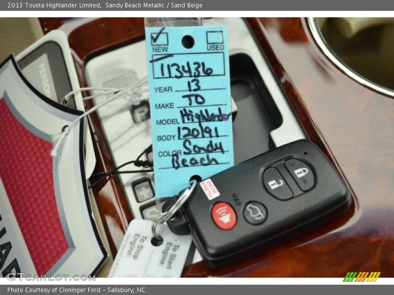 Keys of 2013 Highlander Limited