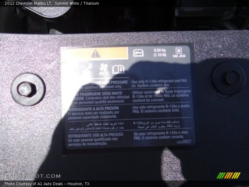 Summit White / Titanium 2012 Chevrolet Malibu LT