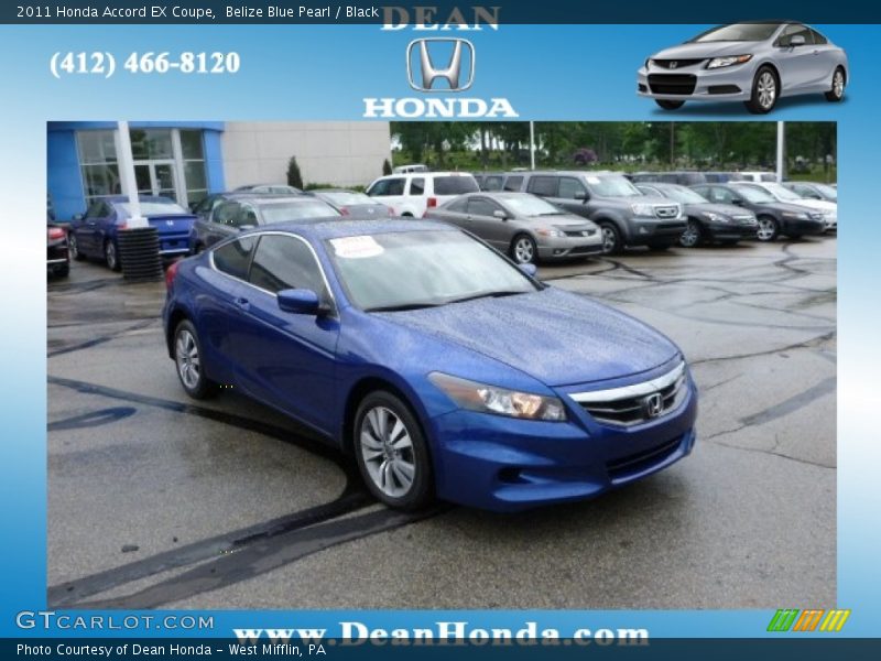 Belize Blue Pearl / Black 2011 Honda Accord EX Coupe