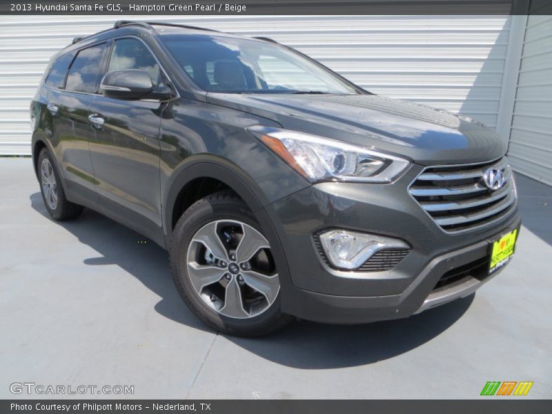 Hampton Green Pearl / Beige 2013 Hyundai Santa Fe GLS