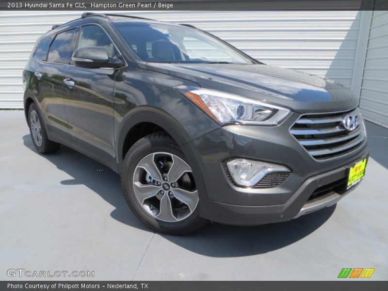 Hampton Green Pearl / Beige 2013 Hyundai Santa Fe GLS