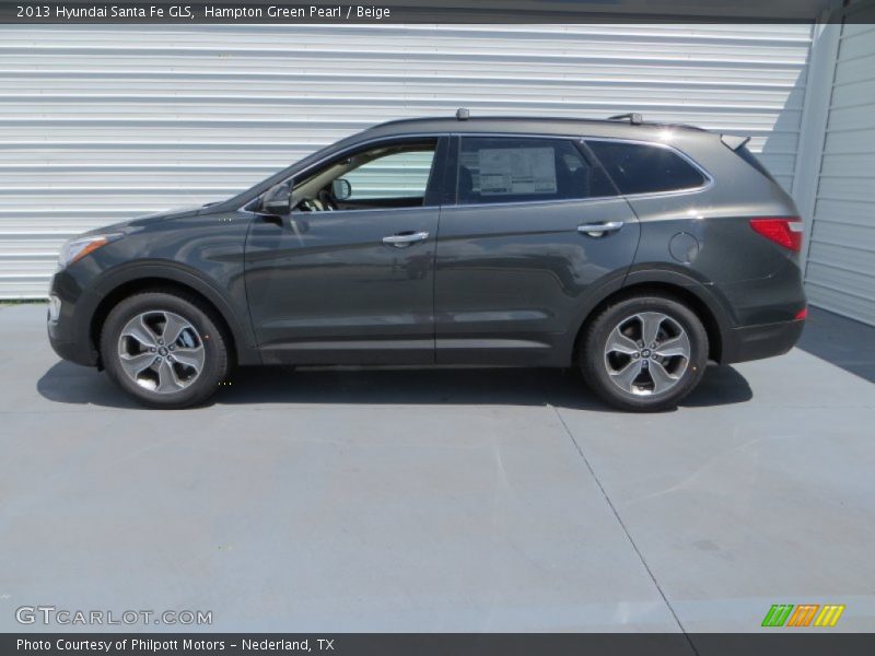 Hampton Green Pearl / Beige 2013 Hyundai Santa Fe GLS