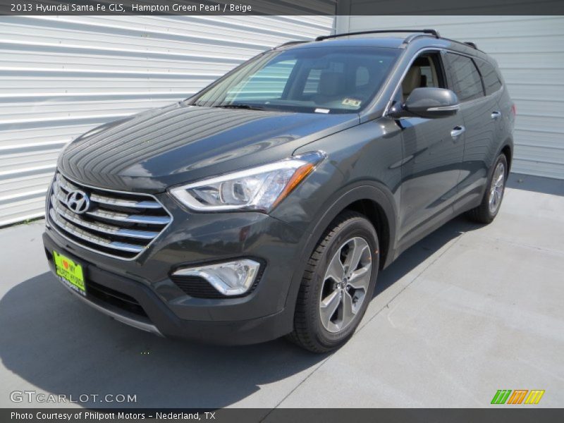 Hampton Green Pearl / Beige 2013 Hyundai Santa Fe GLS
