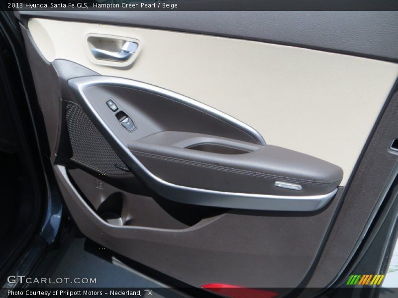 Hampton Green Pearl / Beige 2013 Hyundai Santa Fe GLS