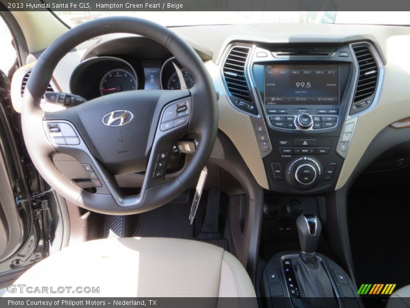 Hampton Green Pearl / Beige 2013 Hyundai Santa Fe GLS