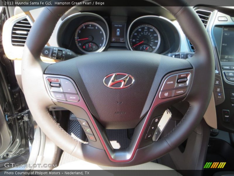Hampton Green Pearl / Beige 2013 Hyundai Santa Fe GLS