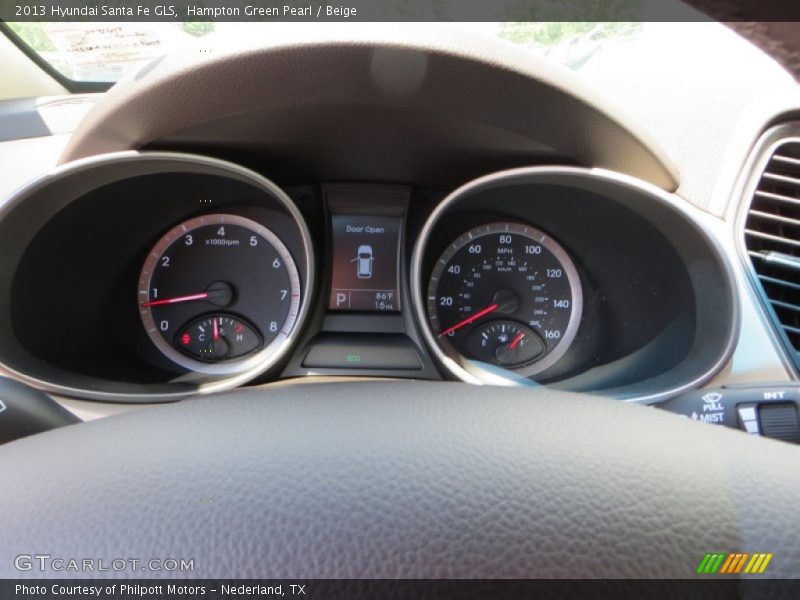 Hampton Green Pearl / Beige 2013 Hyundai Santa Fe GLS