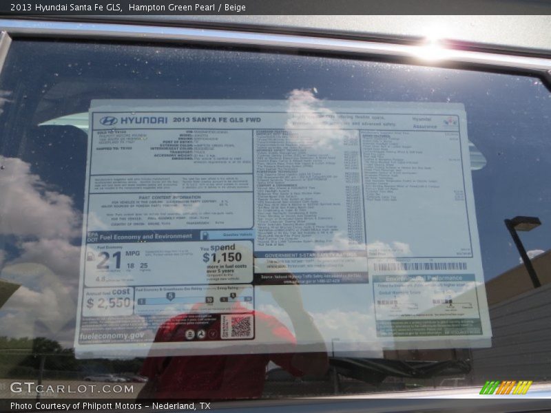 Hampton Green Pearl / Beige 2013 Hyundai Santa Fe GLS