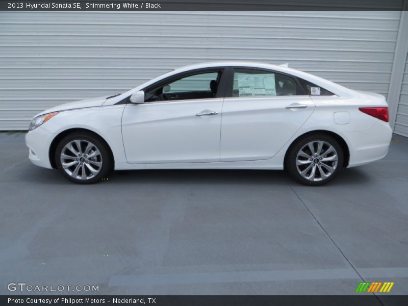Shimmering White / Black 2013 Hyundai Sonata SE