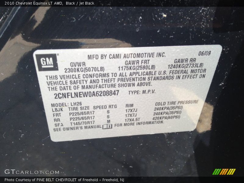 Black / Jet Black 2010 Chevrolet Equinox LT AWD
