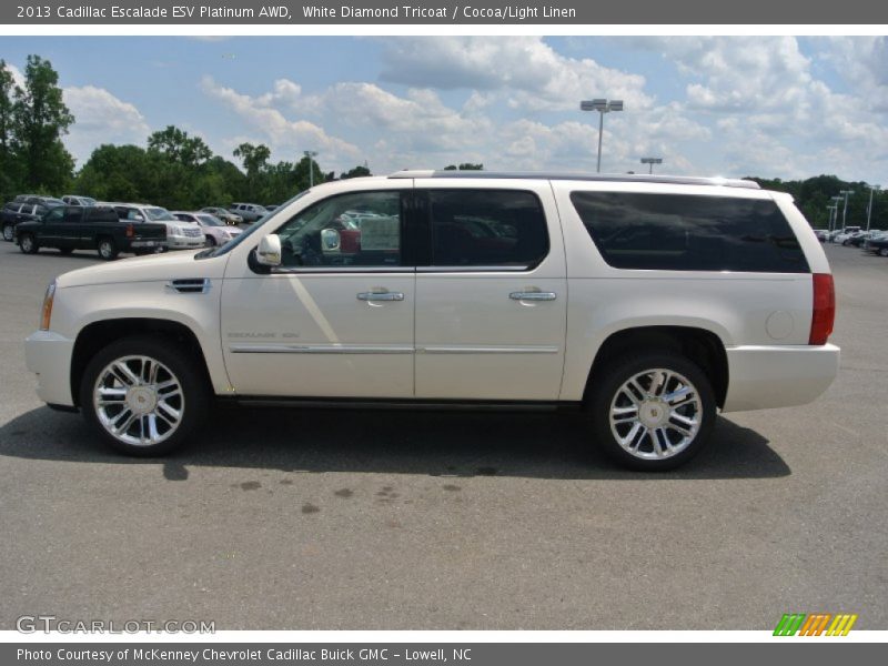 White Diamond Tricoat / Cocoa/Light Linen 2013 Cadillac Escalade ESV Platinum AWD