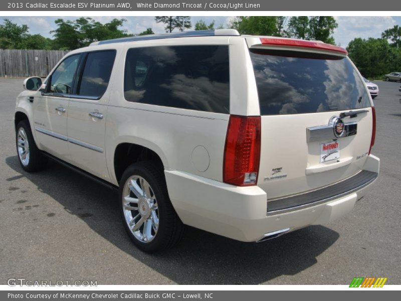 White Diamond Tricoat / Cocoa/Light Linen 2013 Cadillac Escalade ESV Platinum AWD