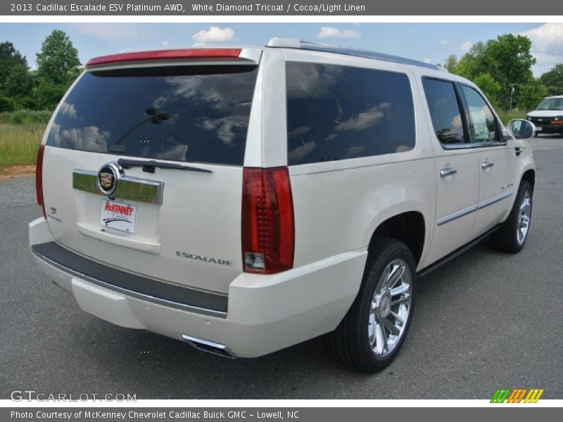 White Diamond Tricoat / Cocoa/Light Linen 2013 Cadillac Escalade ESV Platinum AWD