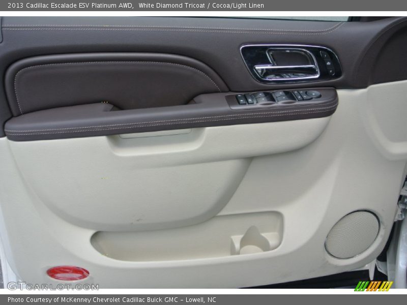 White Diamond Tricoat / Cocoa/Light Linen 2013 Cadillac Escalade ESV Platinum AWD
