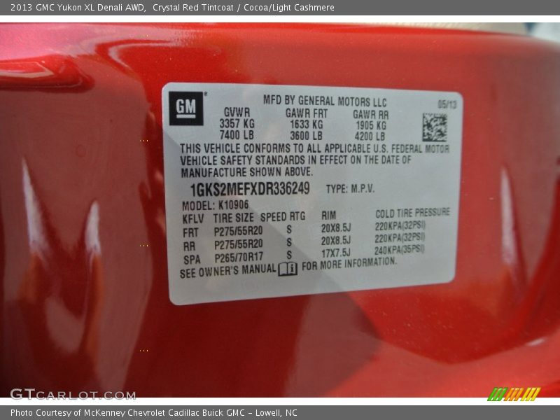 Crystal Red Tintcoat / Cocoa/Light Cashmere 2013 GMC Yukon XL Denali AWD